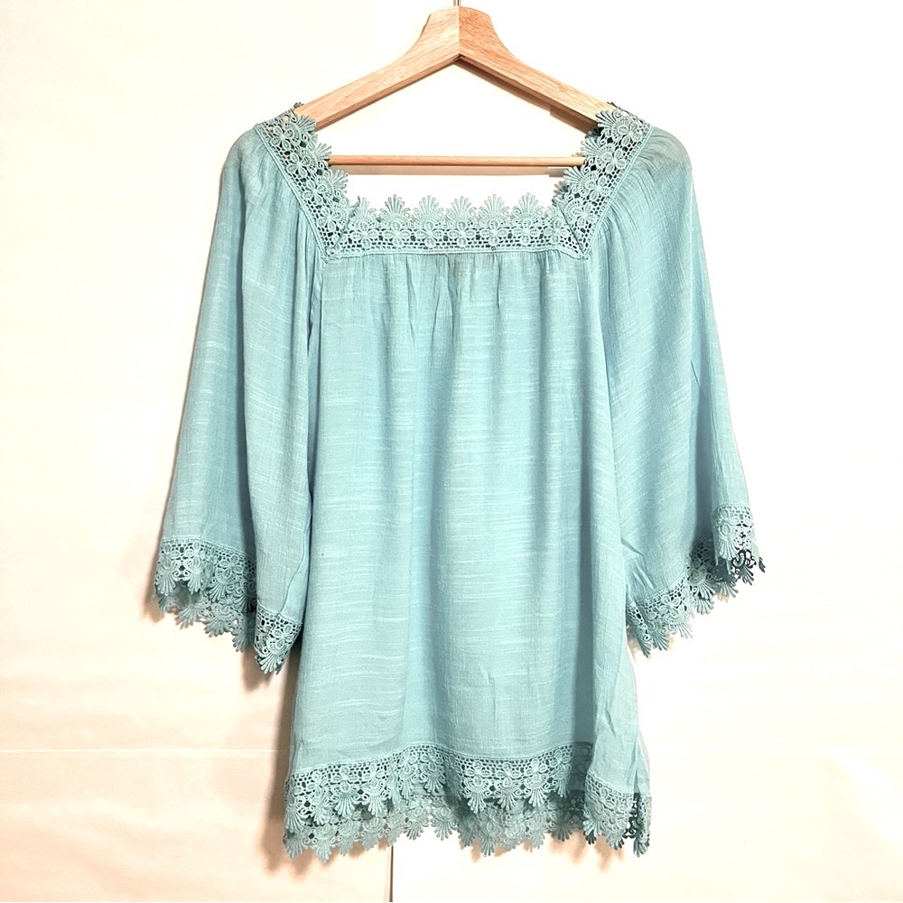 ZAC and RACHEL Women's Blouse with Crochet Lace Trim - S/M - Picture 4 of 7